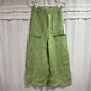 Young Fabulous & Broke YFB Linen Blend Relaxed Light Green Trousers